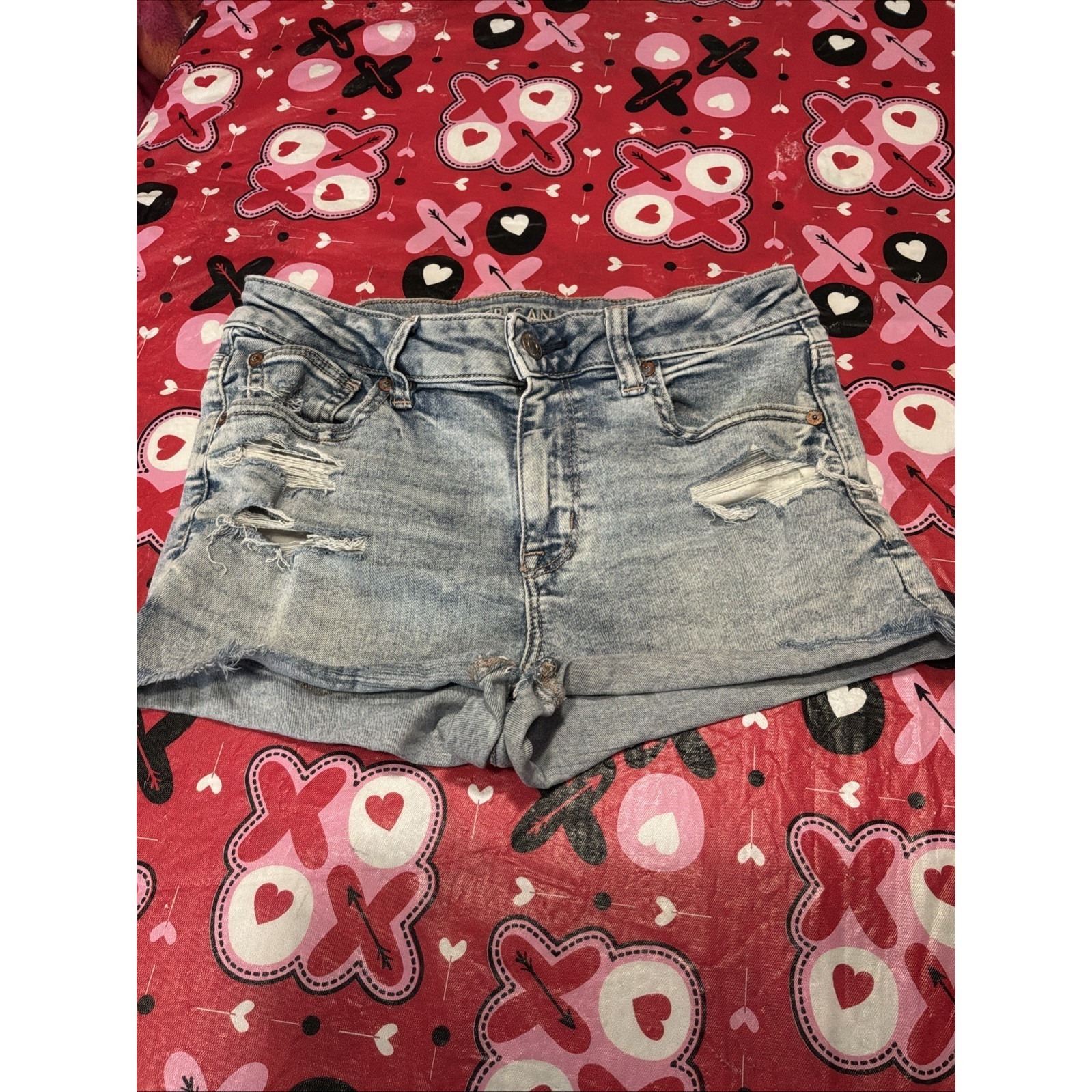 Vintage Y2k American Eagle Denim Short Shorts Women's Size 4 Blue Distressed